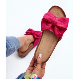 Infradito da donna con plateau in sughero e fiocco fucsia Tarena rosa 1