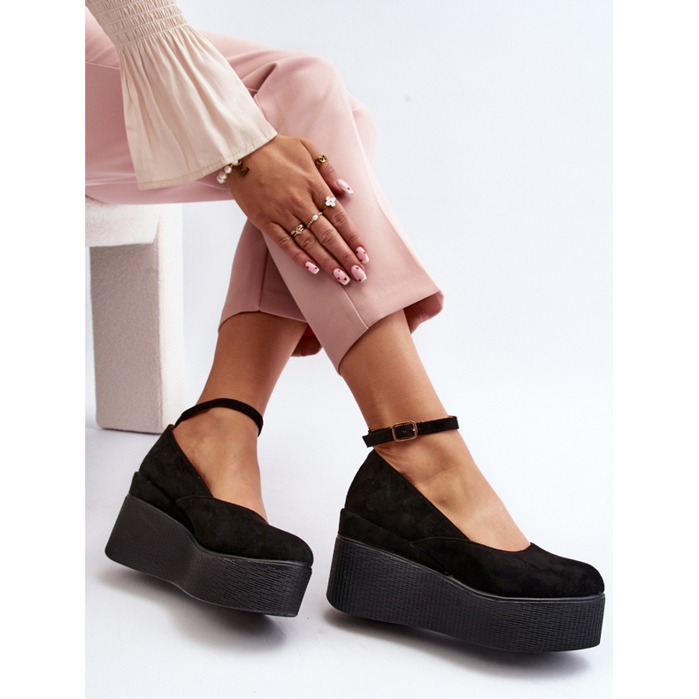Espadrillas Malla nere da donna con zeppa nero 1