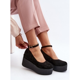 Espadrillas Malla nere da donna con zeppa nero 2