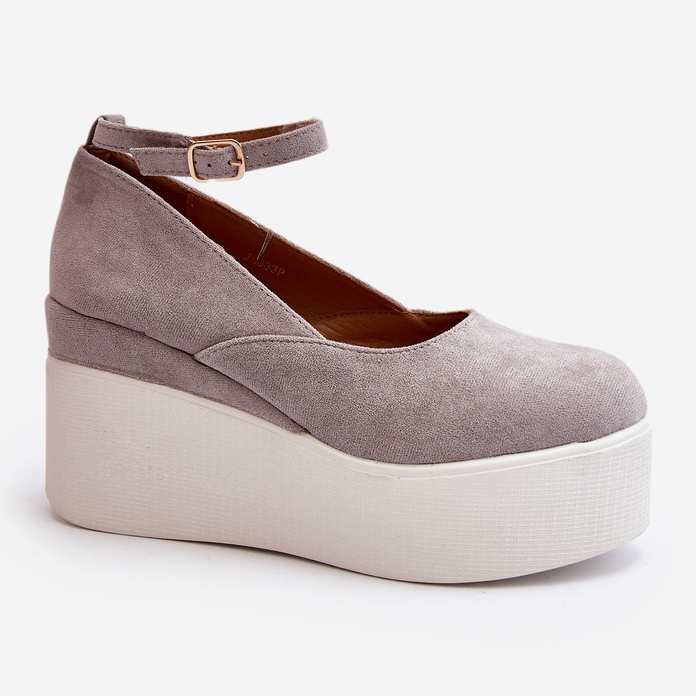 Espadrillas da donna su malla con zeppa grigia grigio 2