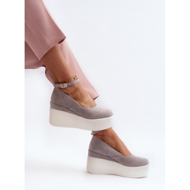 Espadrillas da donna su malla con zeppa grigia grigio 1
