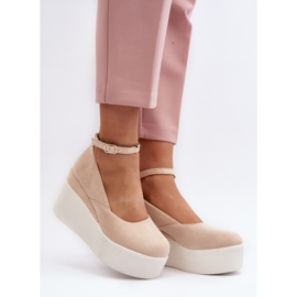 Espadrillas da Donna con Zeppa Malla Beige Chiaro 2