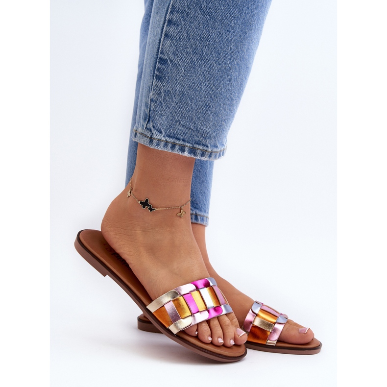 Infradito piatte classiche da donna multicolore Namrita d'oro 2