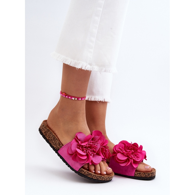 Infradito Da Donna Con Fiori Fucsia Lulania rosa 2