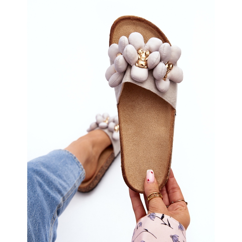 Infradito da donna con decorazioni Bunlia grigio 1