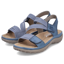 Comodi sandali da donna con velcro blu Rieker 64870-14 1