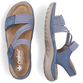 Comodi sandali da donna con velcro blu Rieker 64870-14 2