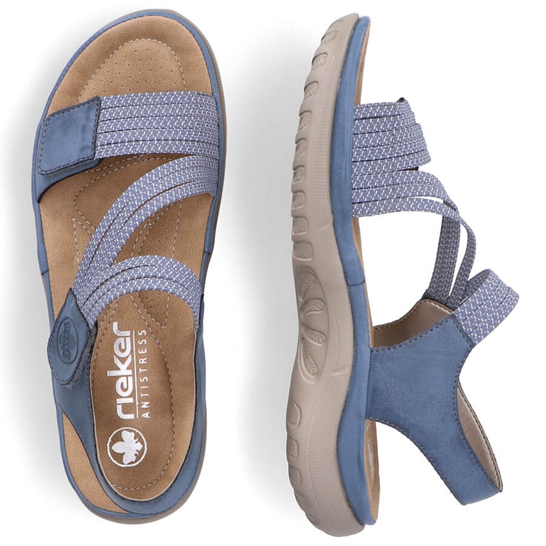 Comodi sandali da donna con velcro blu Rieker 64870-14 2