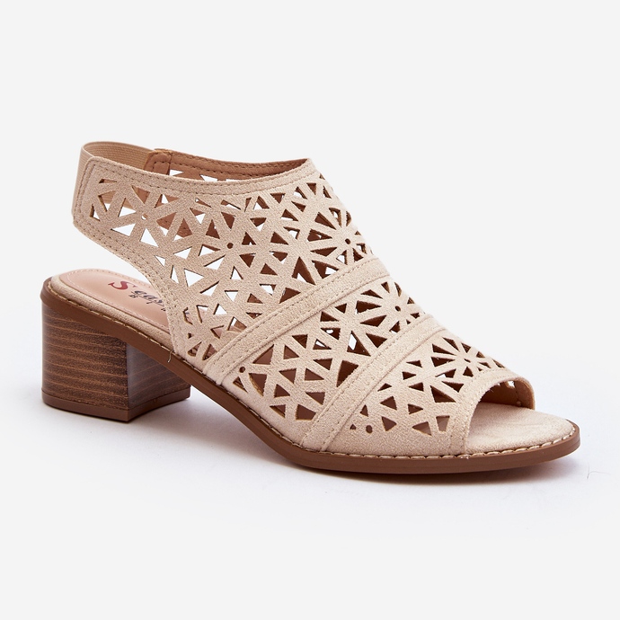 Sandali tacco alto traforati beige Serapina 2