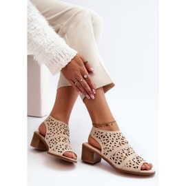 Sandali tacco alto traforati beige Serapina 1