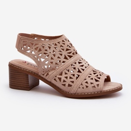 Sandali con tacco alto Serapina color nudo traforato beige 1