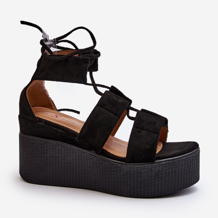 Sandali Stringati da Donna Neri Helavi nero 2