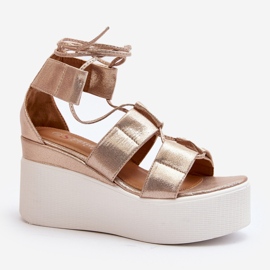 Sandali con lacci dorati Helavi da donna d'oro 2