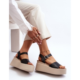 Sandali Neri Con Zeppa Da Donna Geferia nero 1