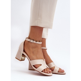 Sandali con tacco alto a blocchi da donna beige Irivana 2