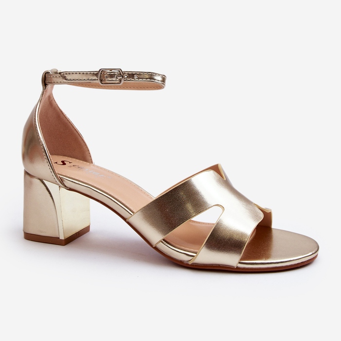 Sandali da donna con tacco largo Irivana color oro d'oro 2