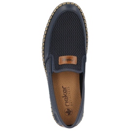 Comode scarpe slip-on da uomo in pelle traforata, blu navy Rieker B5271-14 1