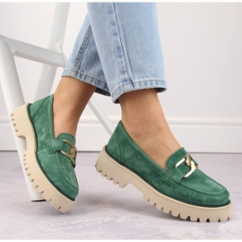 Scarpe in pelle scamosciata, mocassini da donna Filippo DP4916 verdi verde 1
