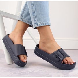 Ciabatte da donna con plateau in schiuma e fibbia, blu navy Big Star NN274A665 2