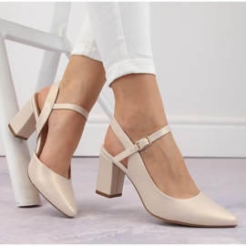 Sandali formali da donna con tacco alto beige perla Sergio Leone SK446 1
