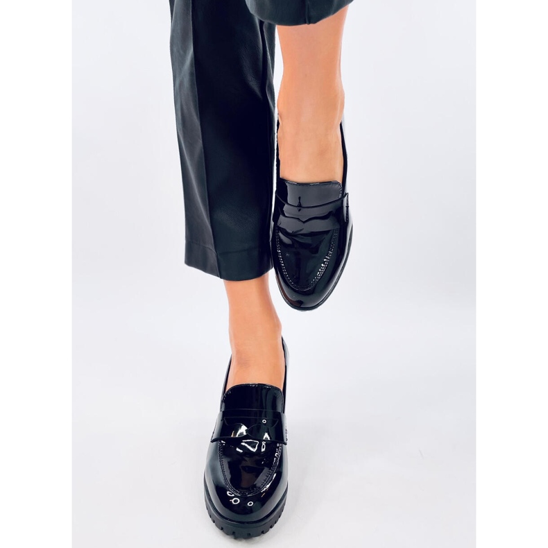 Jeffis Mocassini con tacco in vernice nera nero 1