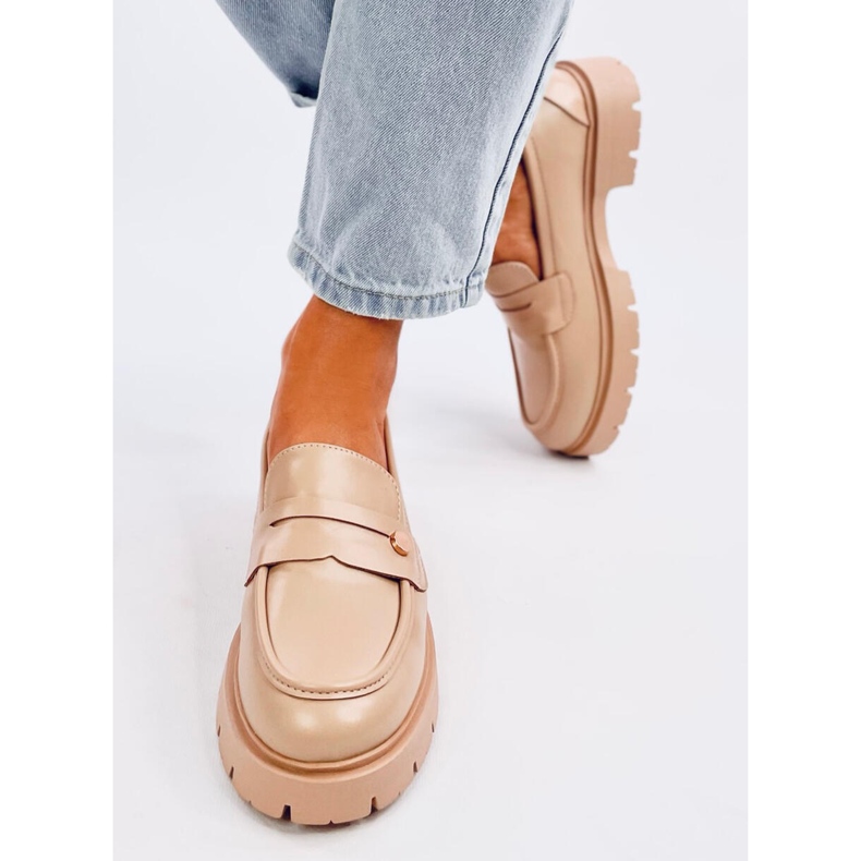 Mocassini Sidney Khaki con plateau beige 1