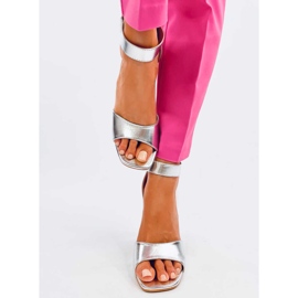 Sandali Ellen Silver con tacco e cintura d'argento 1