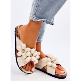 Charss Infradito in sughero beige con fiori cuscino 2