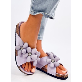 Infradito in sughero con fiori cuscino Charss Purple viola 2