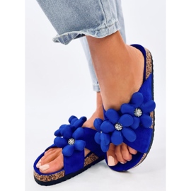 Infradito in sughero con fiori cuscino Charss Blue 2
