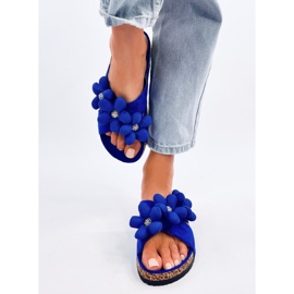 Infradito in sughero con fiori cuscino Charss Blue 1