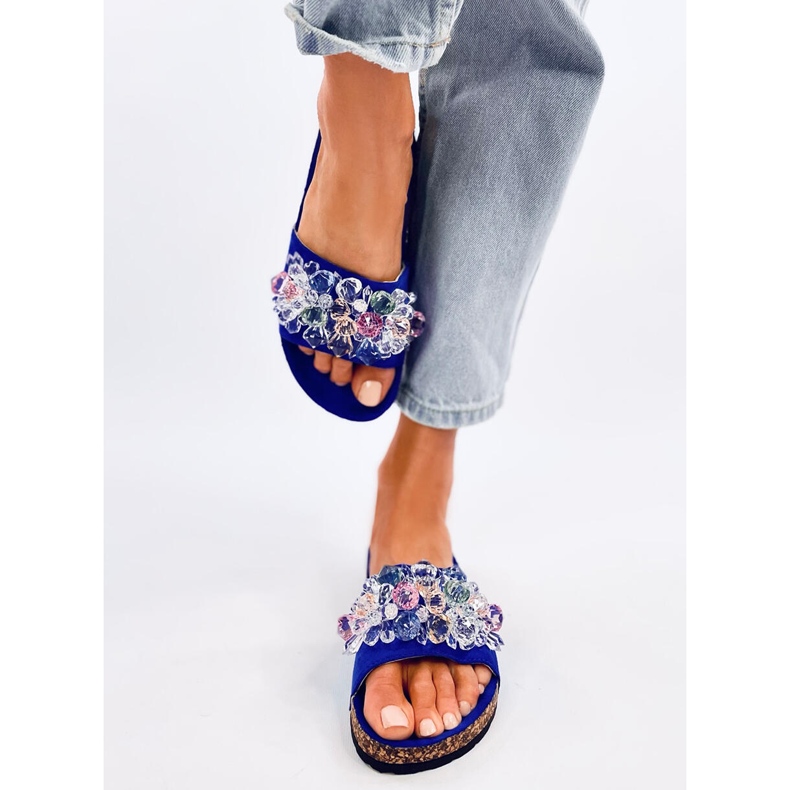 Infradito in sughero con pietre Maliv Blue 1