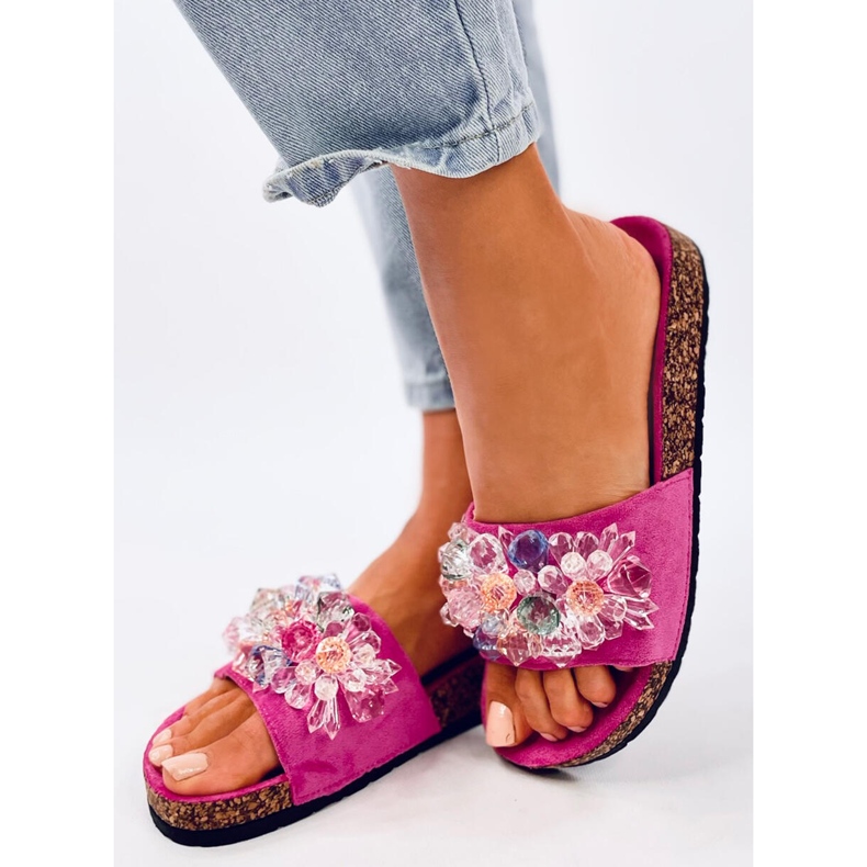 Infradito in sughero con pietre Maliv Fucsia rosa 2