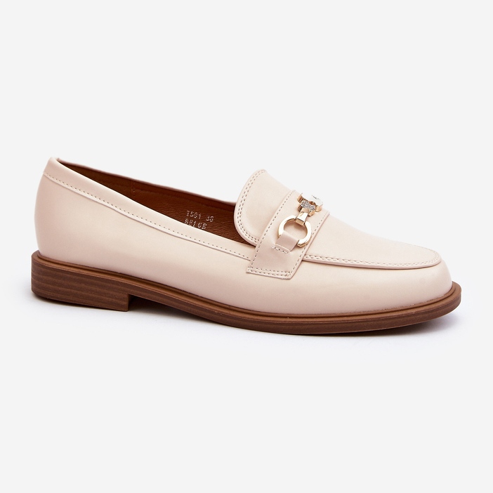Mocassini da Donna in Ecopelle con Tacco Piatto, Beige Vimedia 1