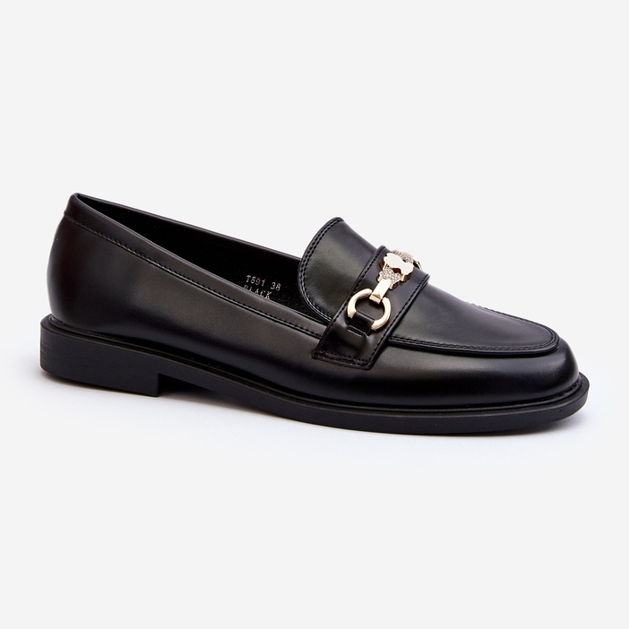 Mocassini Tacco Piatto da Donna in Ecopelle Nero Vimedia 2