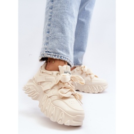 Sneakers da donna beige con suola spessa Ellerai 2