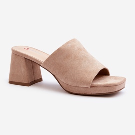 Infradito beige con tacco alto da donna Bralya 2