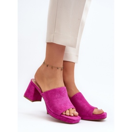 Infradito da donna con tacco alto Fucsia Bralya rosa 2