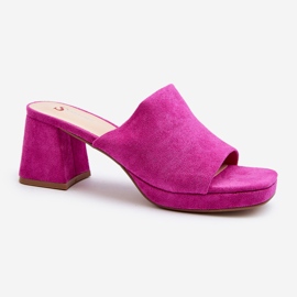 Infradito da donna con tacco alto Fucsia Bralya rosa 1