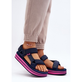 Sandali con plateau da donna Lee Cooper LCW-24-05-2754L Blu navy 2