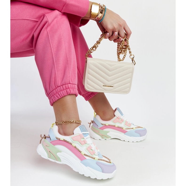 Sneakers platform multicolore con strass Rutf 1