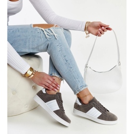 Sneakers con plateau in pelle scamosciata grigia di Fareeda grigio 1