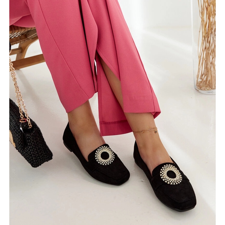 Mocassini neri decorati con strass Celena nero 2