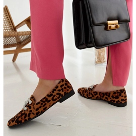 Mocassini leopardati decorati con zirconi Sanny marrone 1