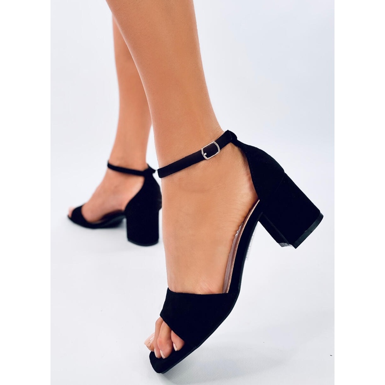 Sandali con tacco da donna con pelle scamosciata Silence Black nero 2