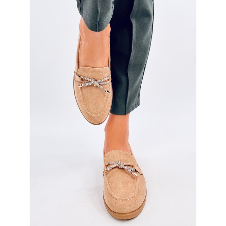 Mocassini Saras Camel da donna in camoscio beige 1