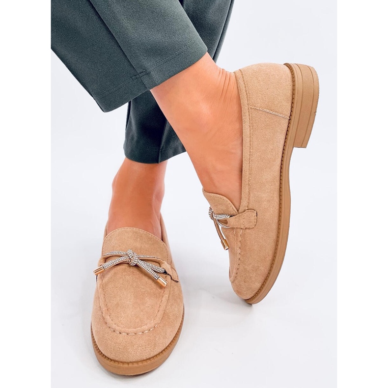 Mocassini Saras Camel da donna in camoscio beige 2