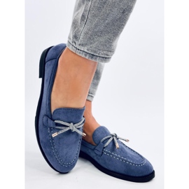 Mocassini da donna in camoscio Saras Denim Blue 2