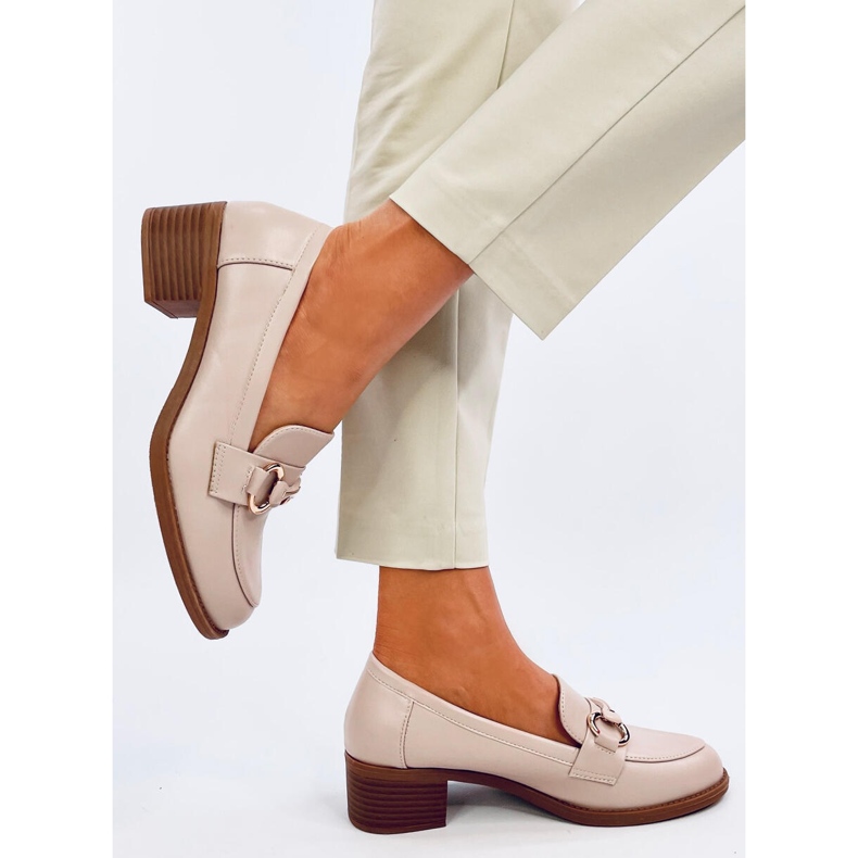 Mocassini Pontei Beige con tacco alto 2