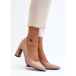 Vinceza Décolleté con tacco alto in ecopelle beige Giseleni 2